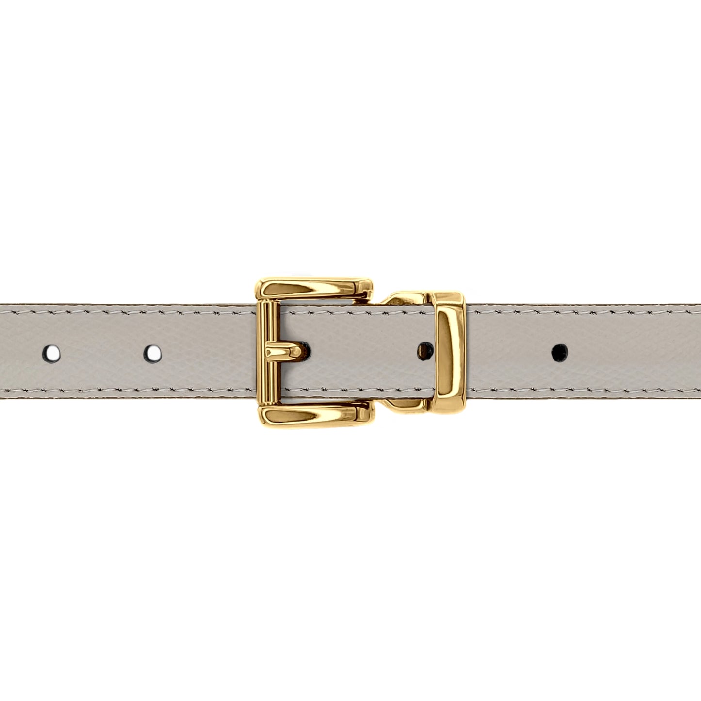 Ceinture 20 mm cuir grainé blanc cassé boucle Paris or