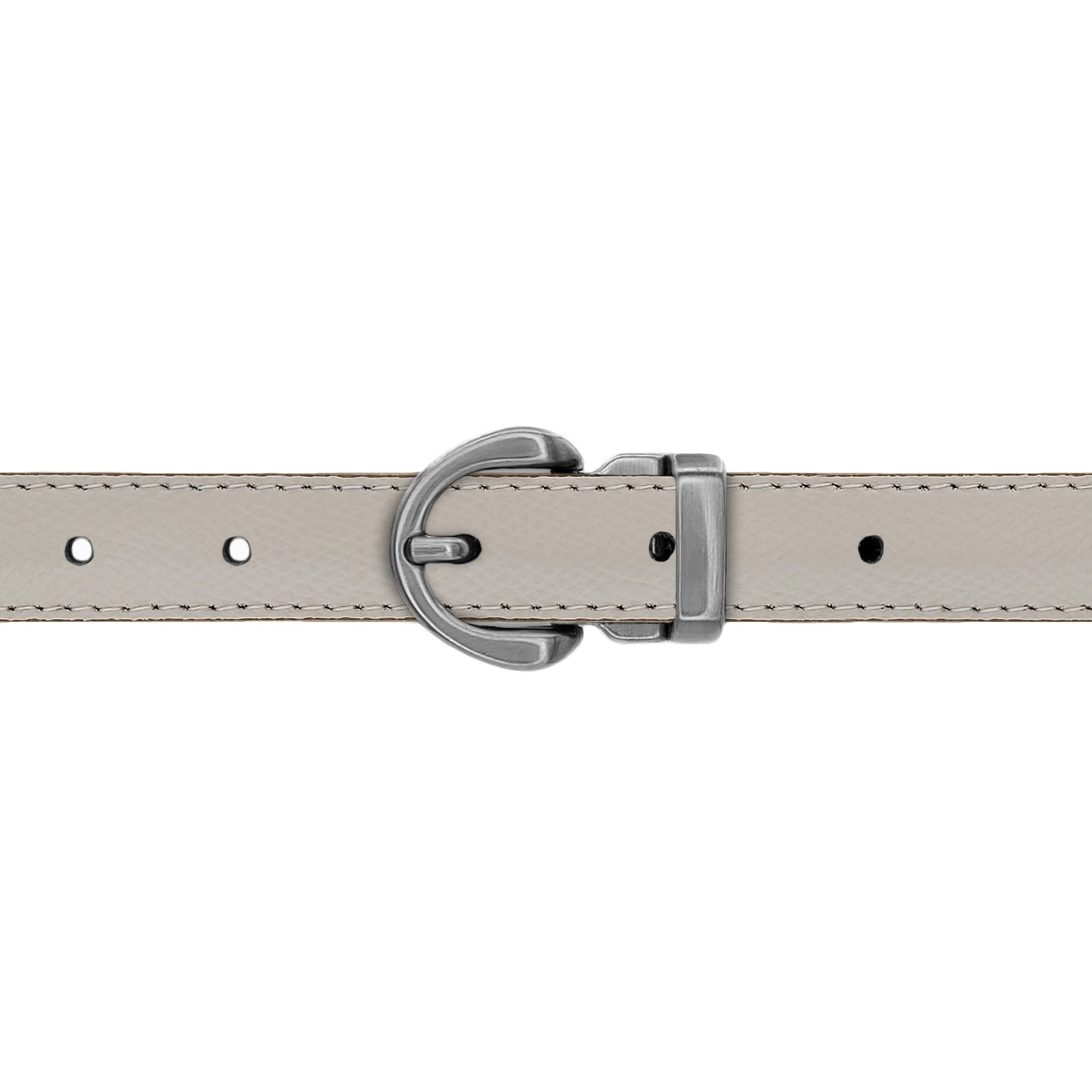 Ceinture 20 mm cuir grainé blanc cassé boucle Roma mate