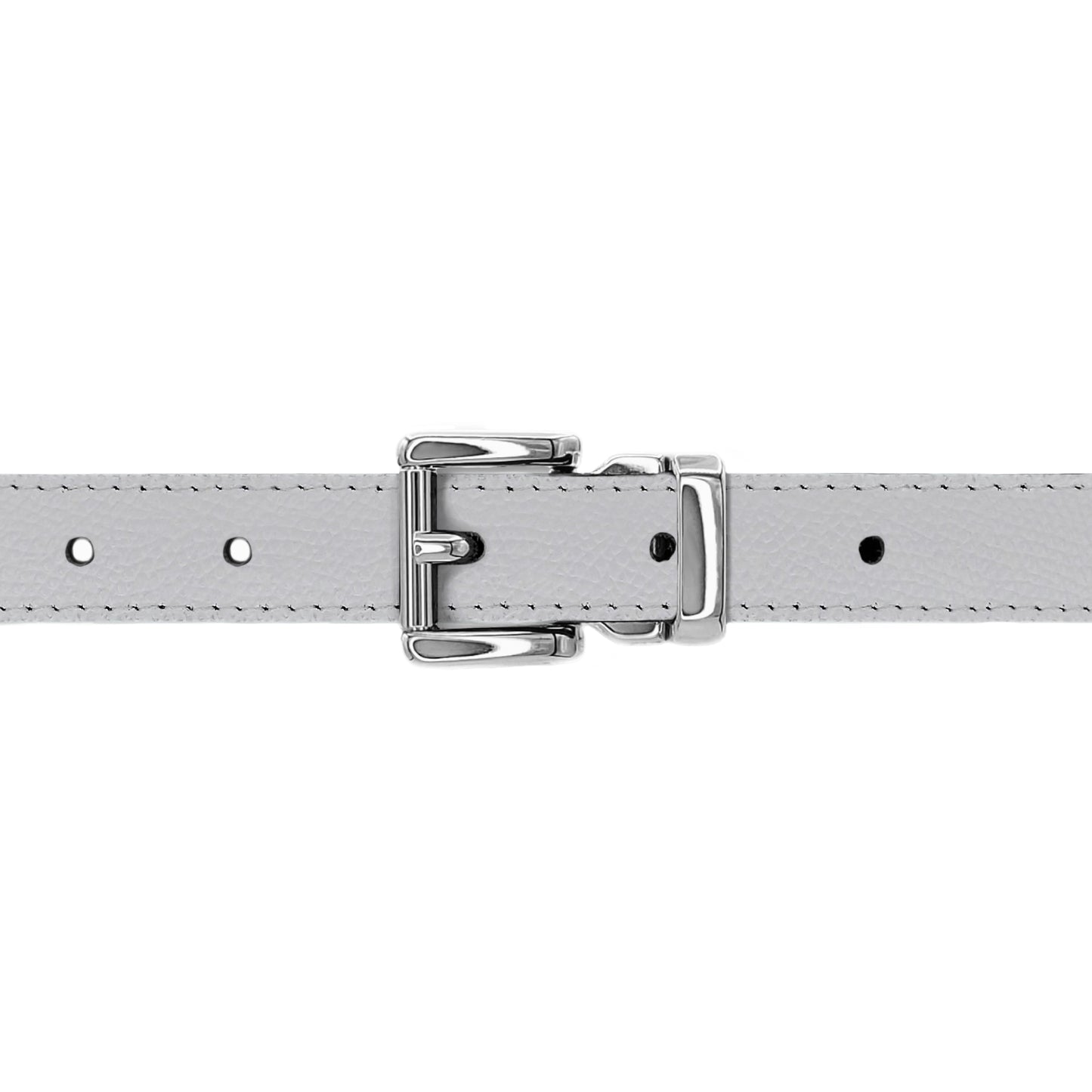 Ceinture 20 mm cuir grainé blanc boucle Paris argent
