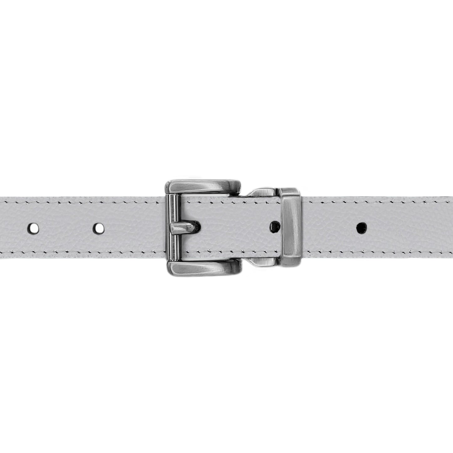 Ceinture 20 mm cuir grainé blanc boucle Paris mate