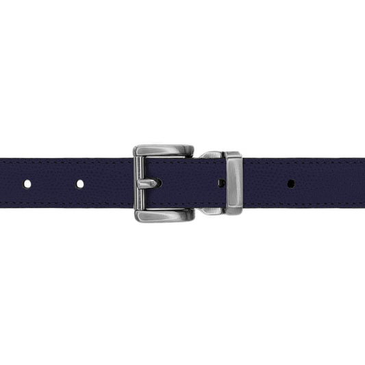 Ceinture enfant 20 mm cuir grainé bleu marine boucle Paris mate