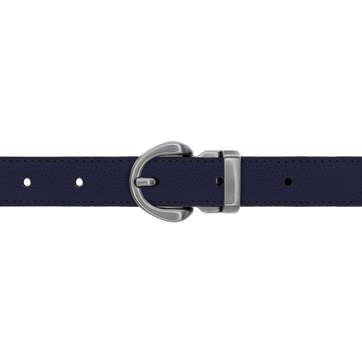 Ceinture 20 mm cuir grainé bleu marine boucle Roma mate