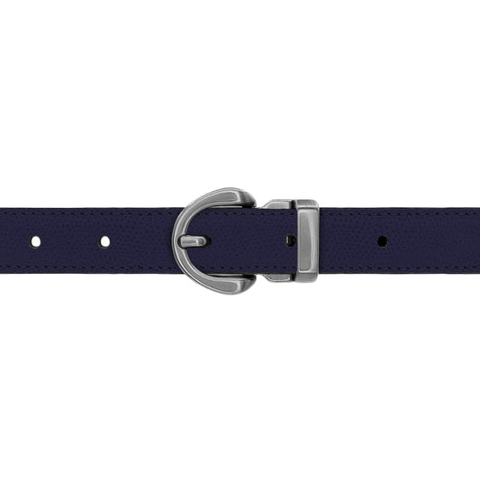 Ceinture enfant 20 mm cuir grainé bleu marine boucle Roma mate