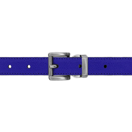 Ceinture enfant 20 mm cuir grainé bleu roi boucle Paris mate