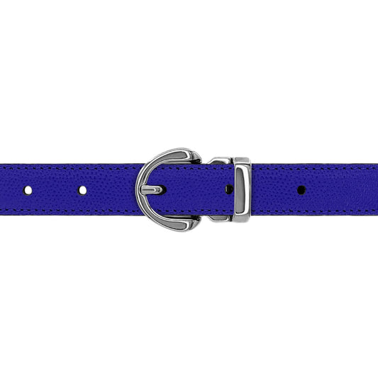 Ceinture enfant 20 mm cuir grainé bleu roi boucle Roma argent