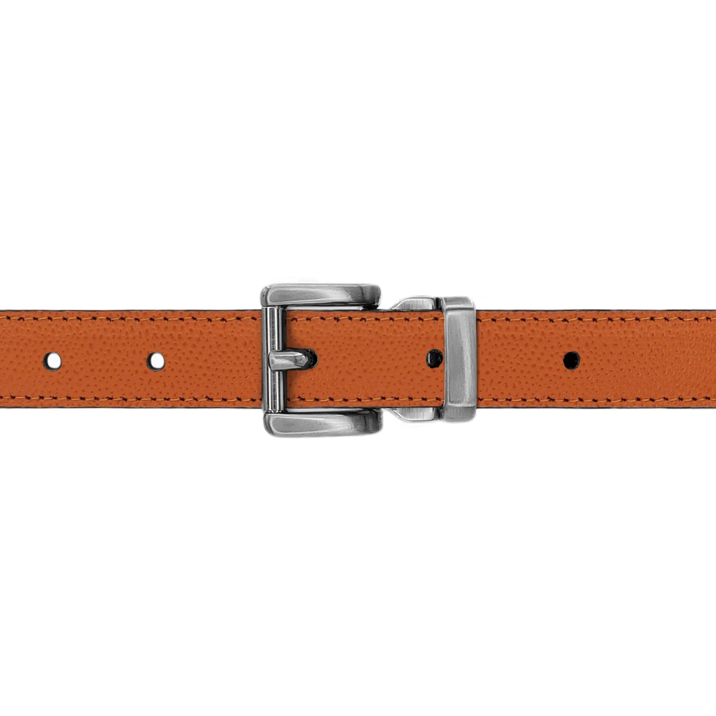 Ceinture 20 mm cuir grainé orange boucle Paris mate