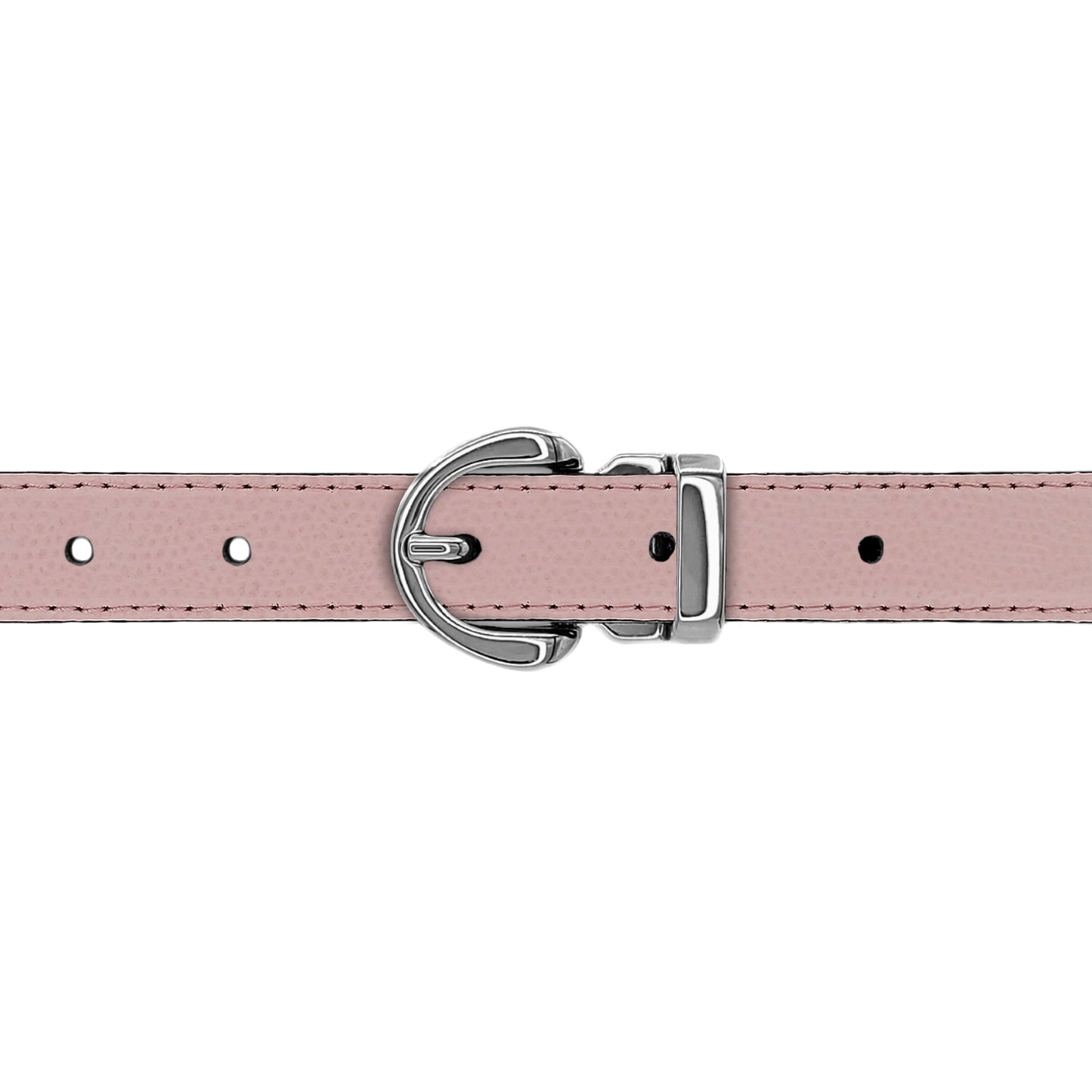 Ceinture 20 mm cuir grainé rose clair boucle Roma argent