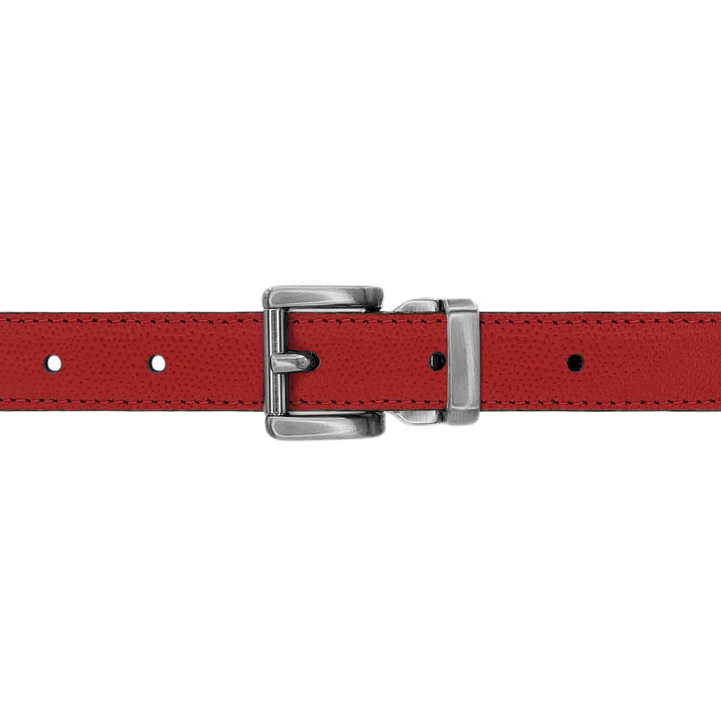 Ceinture 20 mm cuir grainé rouge boucle Paris mate