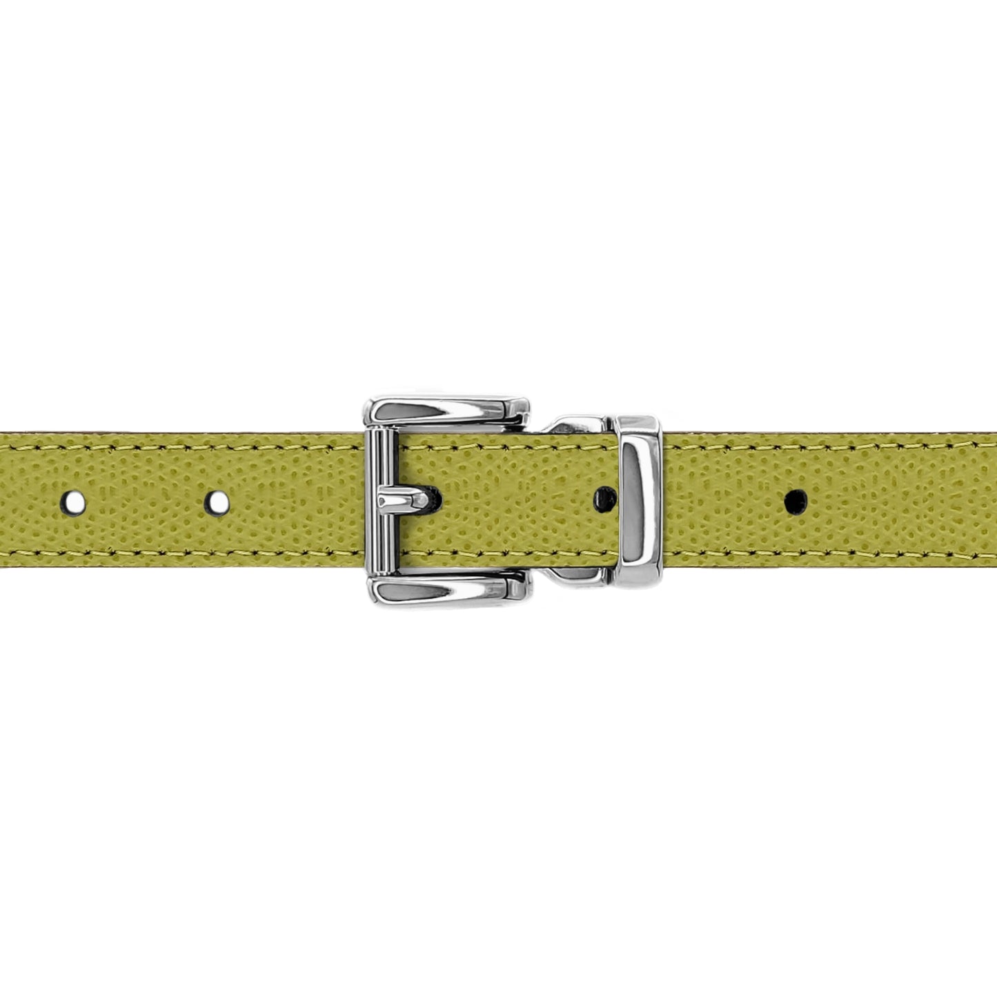 Ceinture 20 mm cuir grainé vert anis boucle Paris argent