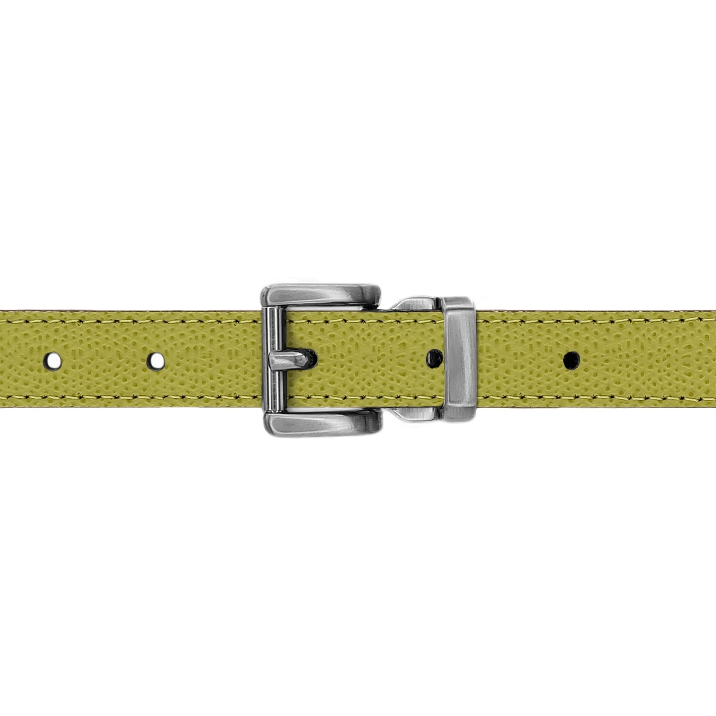 Ceinture 20 mm cuir grainé vert anis boucle Paris mate