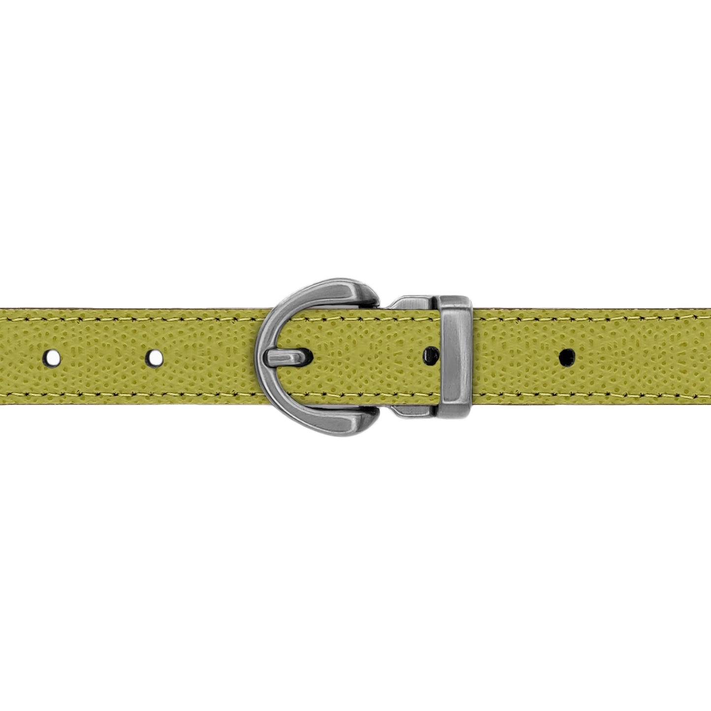 Ceinture 20 mm cuir grainé vert anis boucle Roma mate