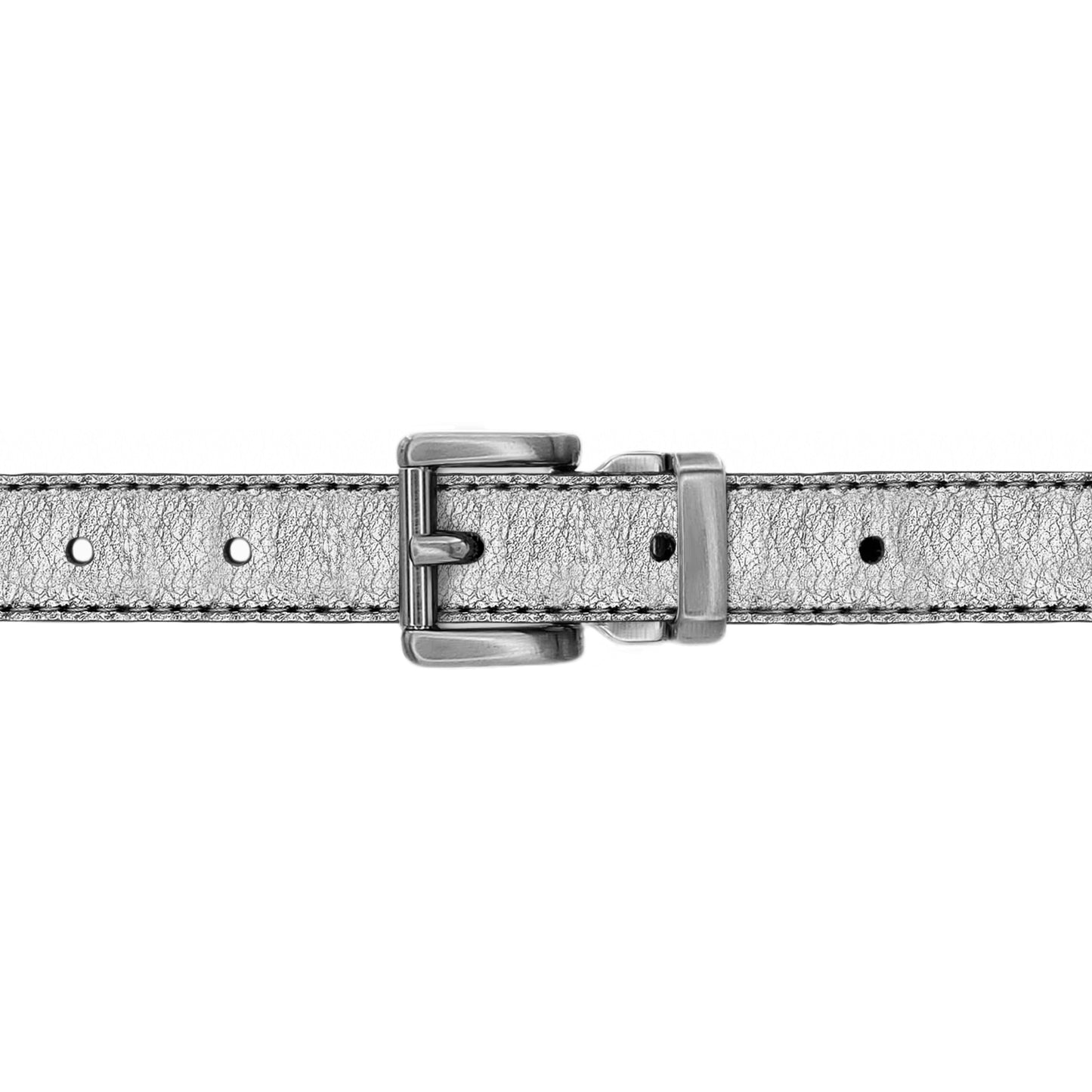 Ceinture 20 mm cuir souple argent boucle Paris mate