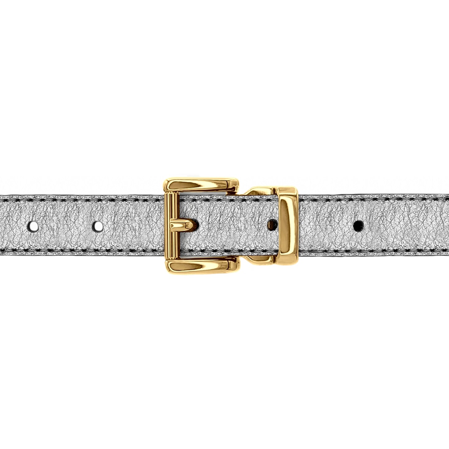 Ceinture 20 mm cuir souple argent boucle Paris or