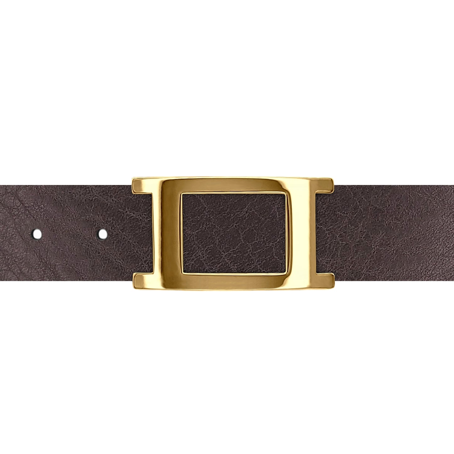 Ceinture 30 mm cuir ceinturon marron boucle Portofino or