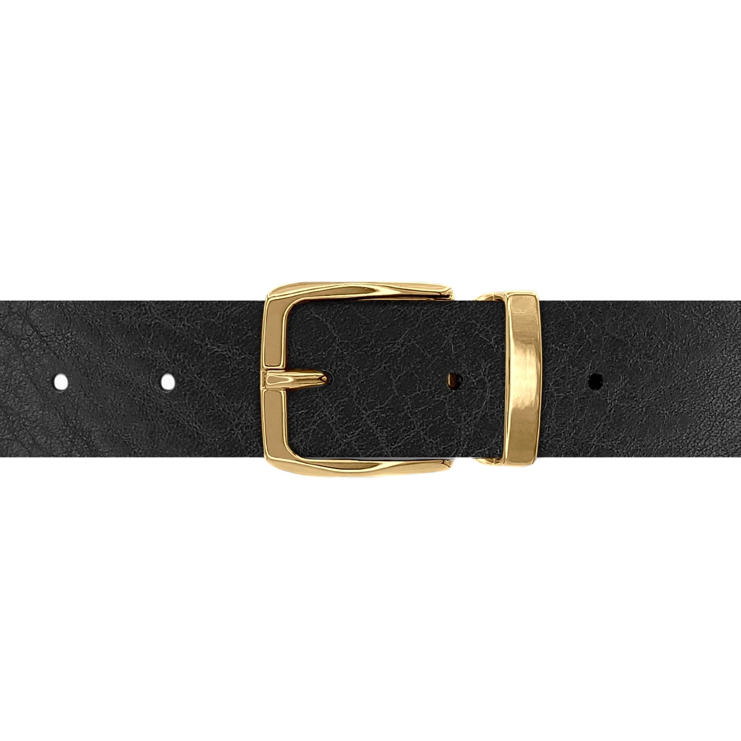 Ceinture 30 mm cuir ceinturon noir boucle Côme or