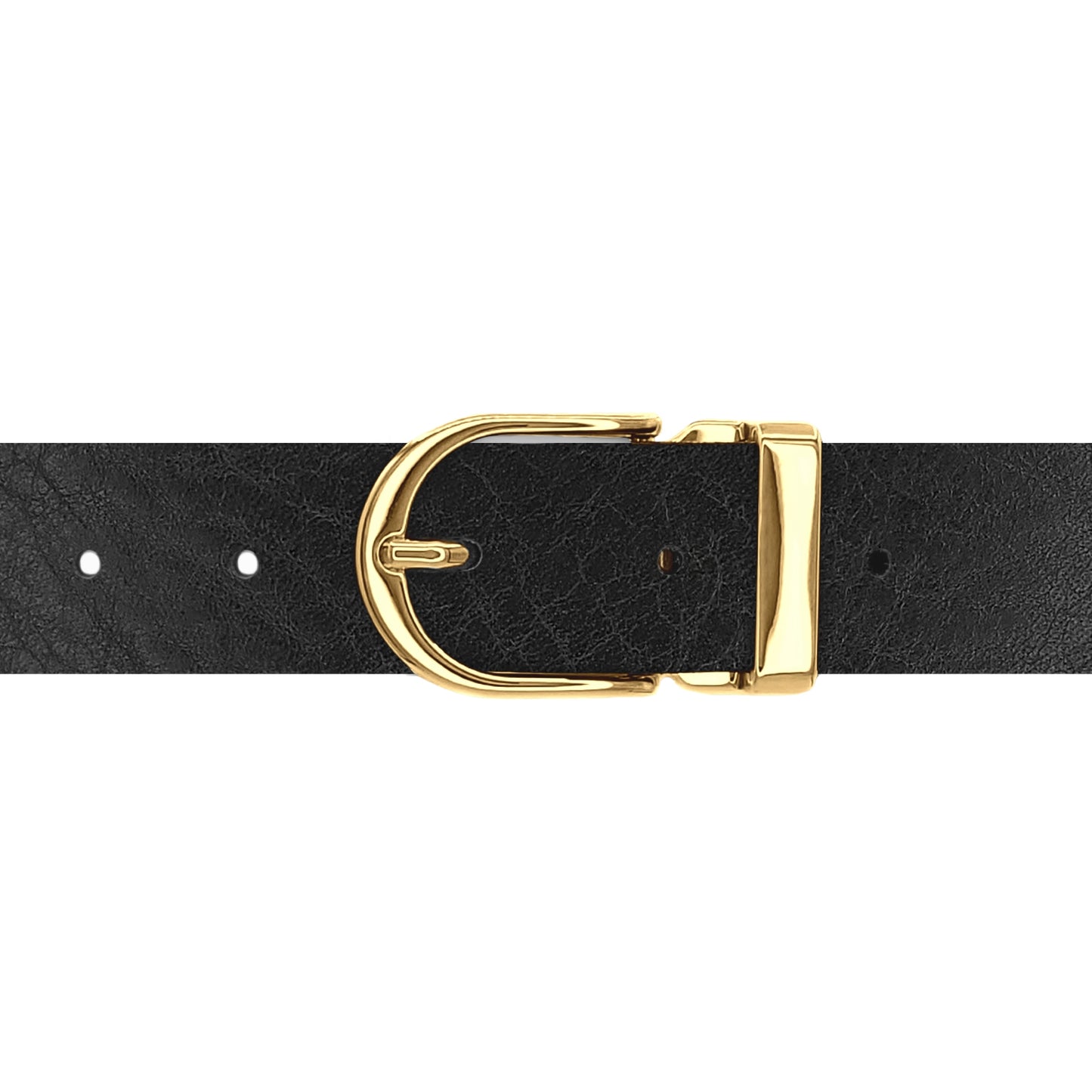 Ceinture 30 mm cuir ceinturon noir boucle Roma or
