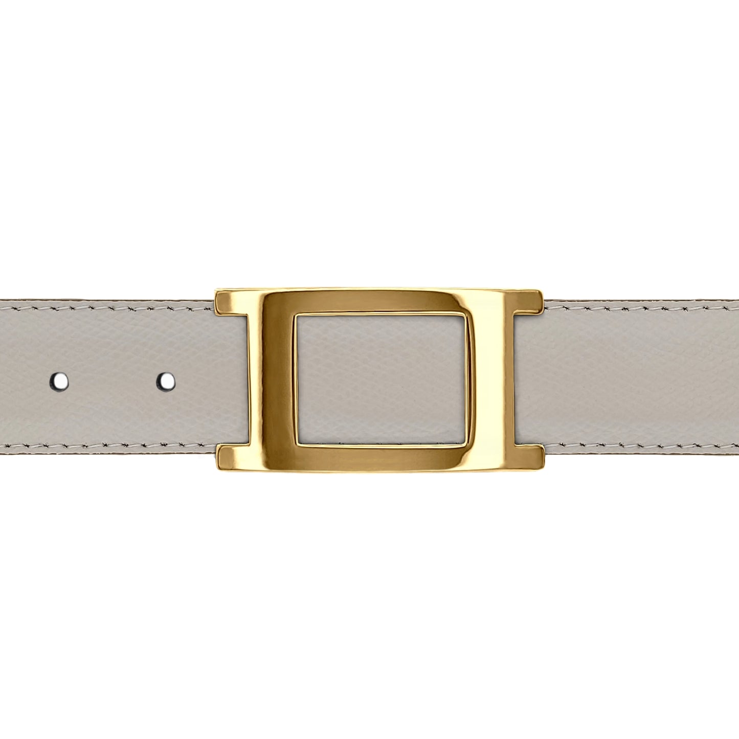 Ceinture 30 mm cuir grainé blanc cassé boucle Portofino or