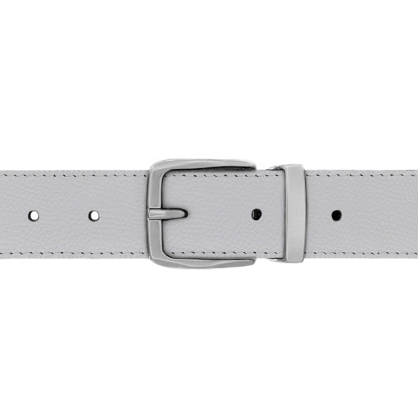 Ceinture 30 mm cuir grainé blanc boucle Côme mate