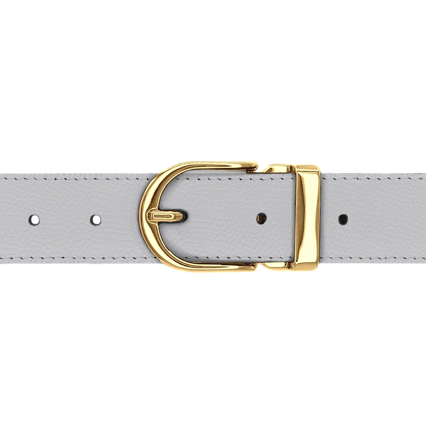 Ceinture 30 mm cuir grainé blanc boucle Roma or
