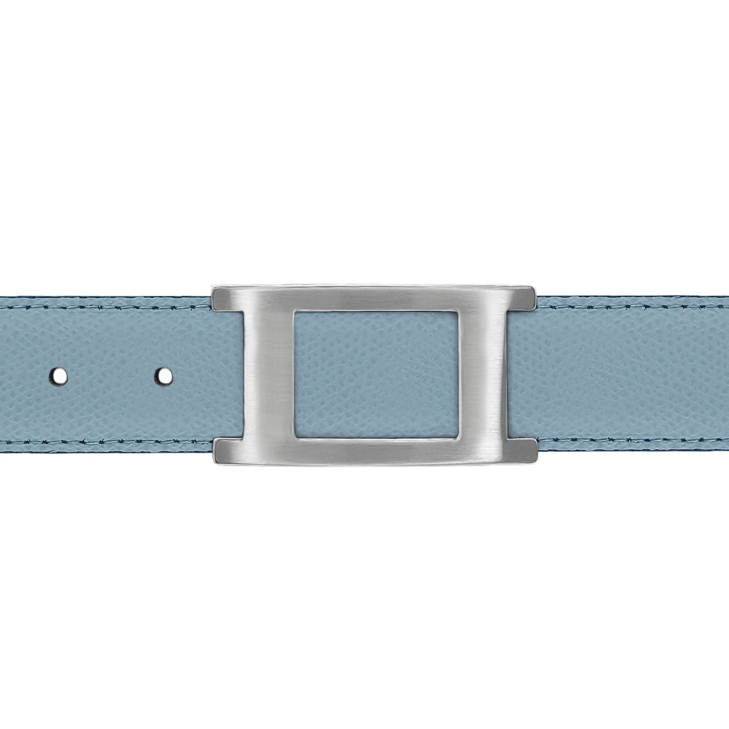 Ceinture 30 mm cuir grainé bleu ciel boucle Portofino mate