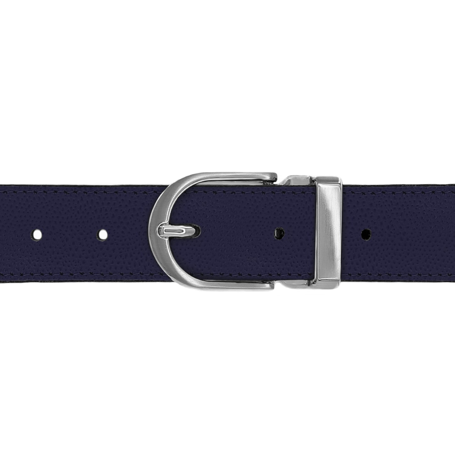 Ceinture 30 mm cuir grainé bleu marine boucle Roma mate