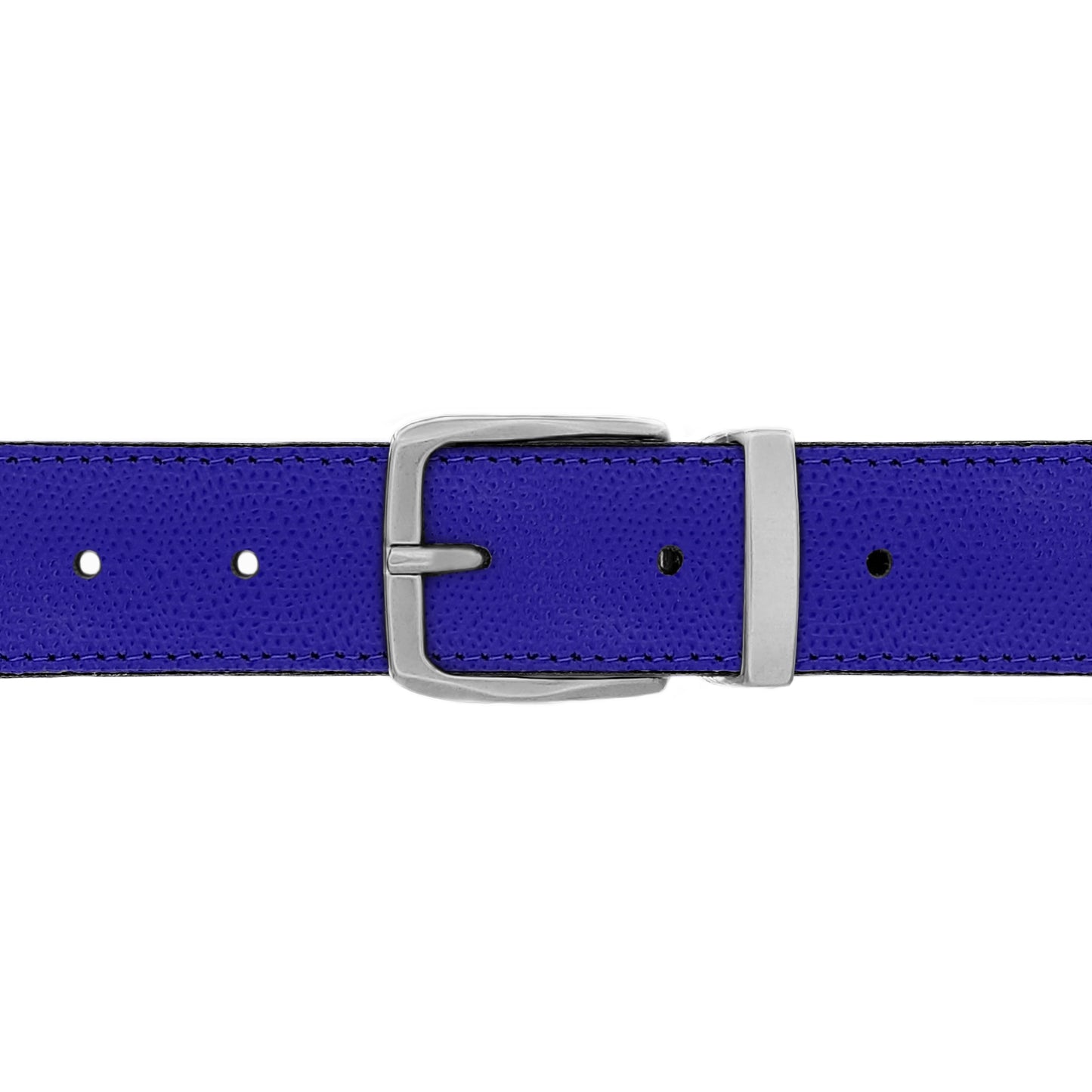 Ceinture 30 mm cuir grainé bleu roi boucle Côme mate