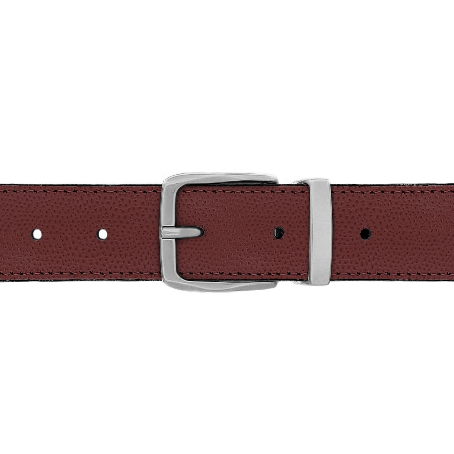Ceinture 30 mm cuir grainé bordeaux boucle Côme mate