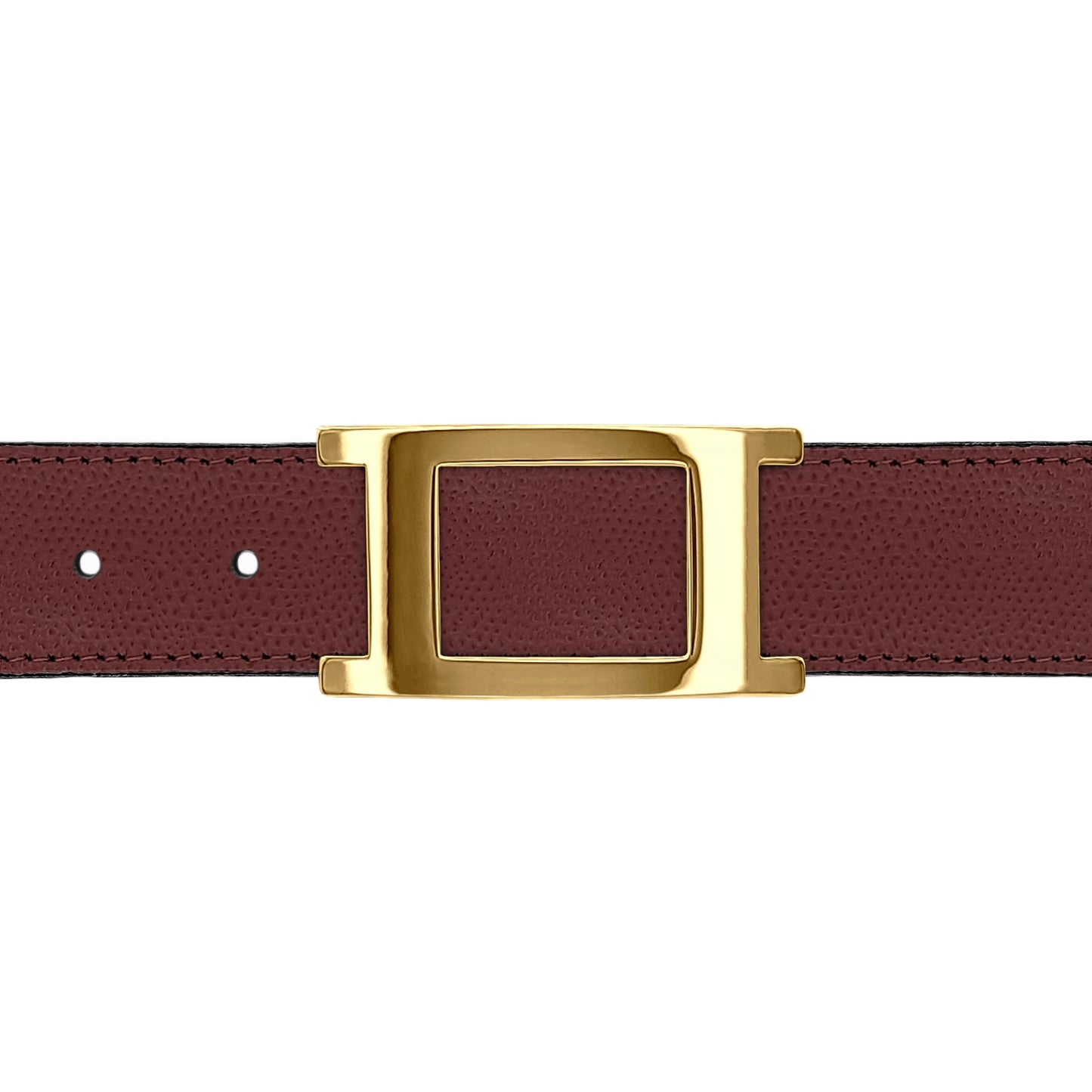 Ceinture 30 mm cuir grainé bordeaux boucle Portofino or