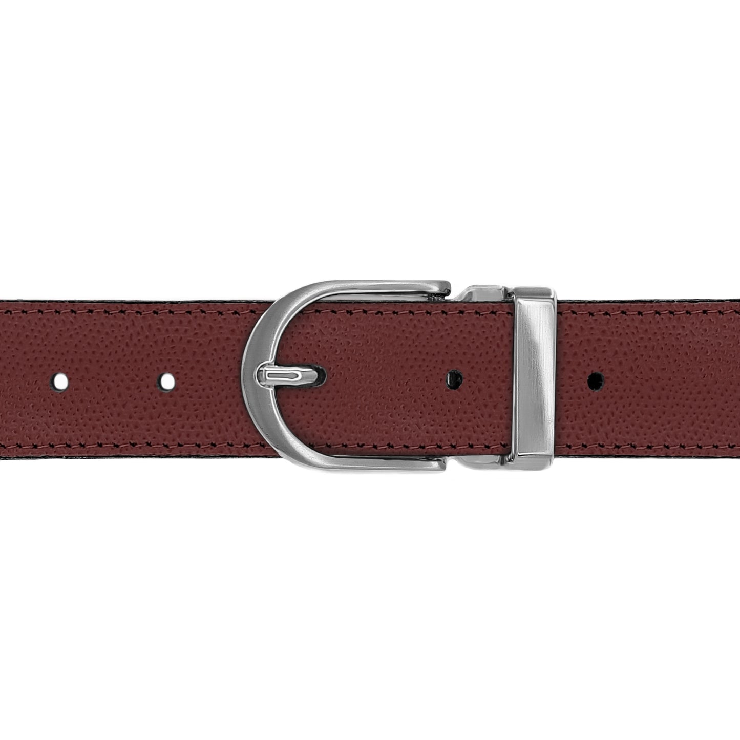 Ceinture 30 mm cuir grainé bordeaux boucle Roma mate