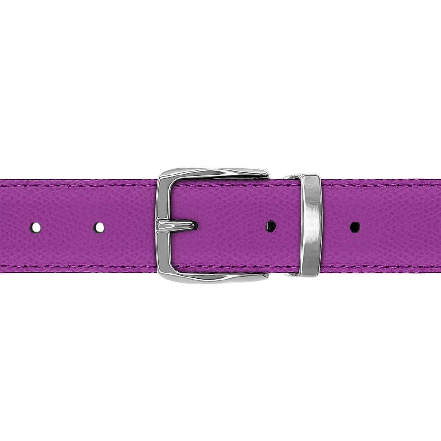 Ceinture 30 mm cuir grainé framboise boucle Côme argent