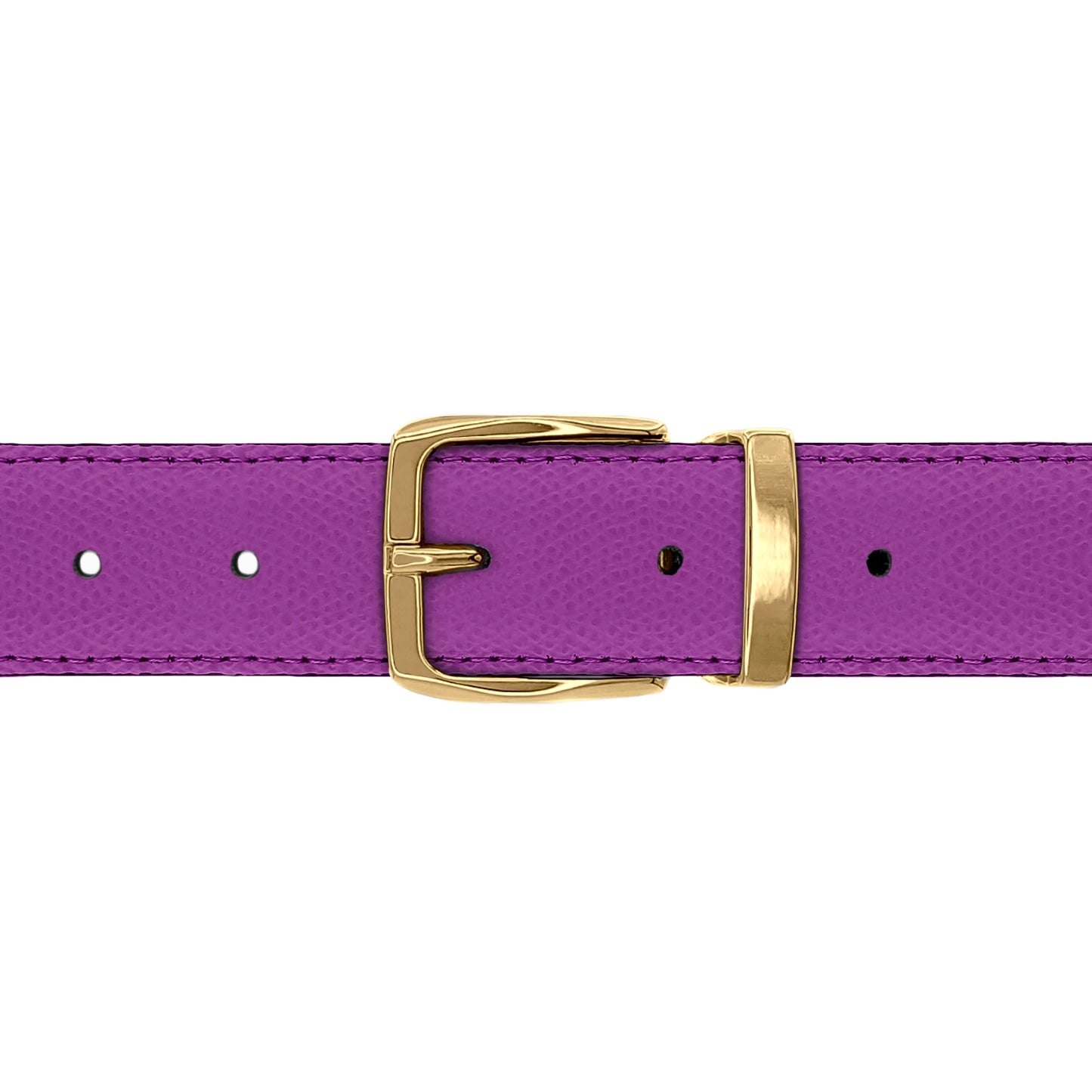 Ceinture 30 mm cuir grainé framboise boucle Côme or