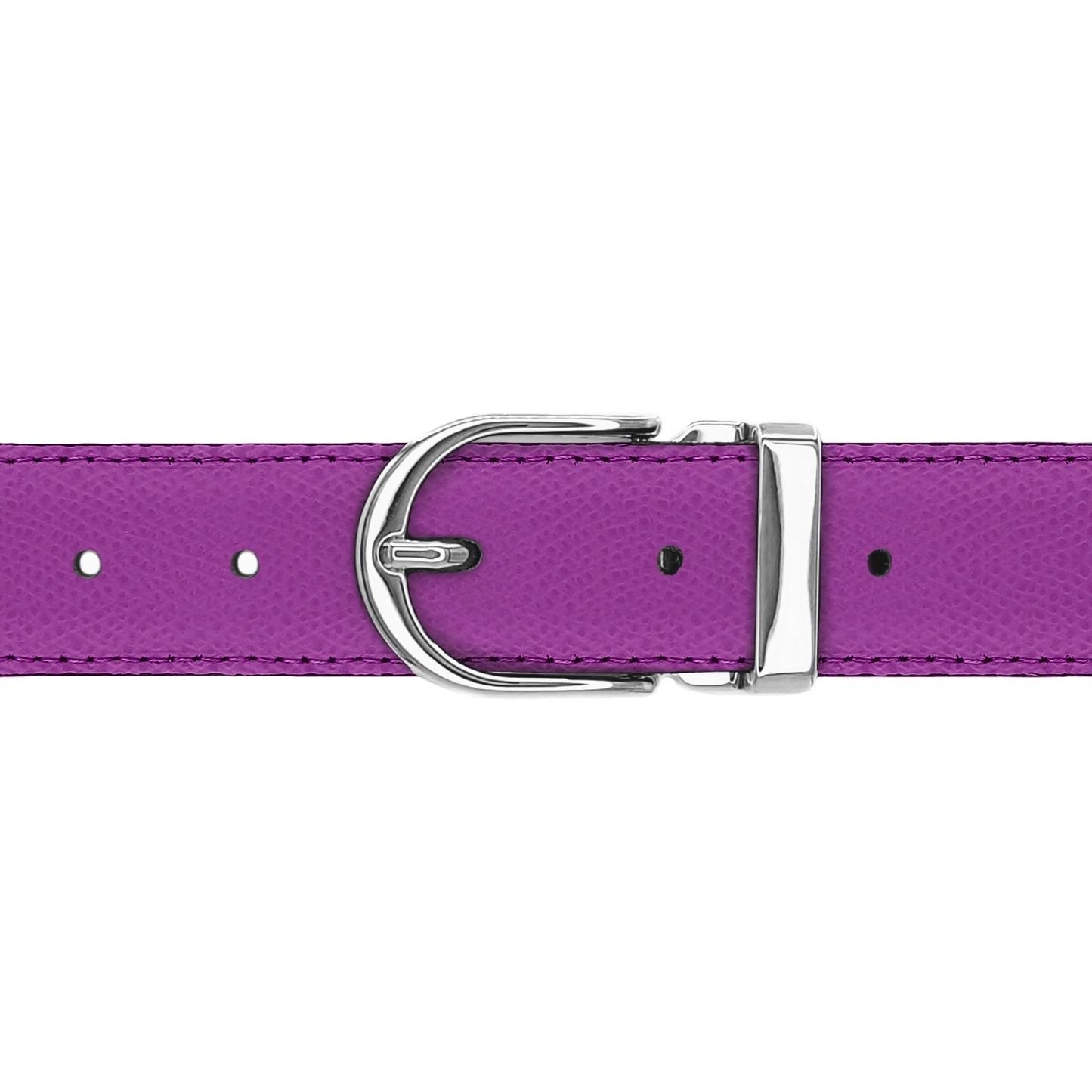 Ceinture 30 mm cuir grainé framboise boucle Roma argent