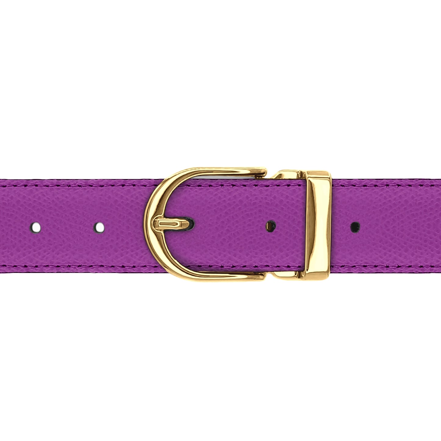 Ceinture 30 mm cuir grainé framboise boucle Roma or
