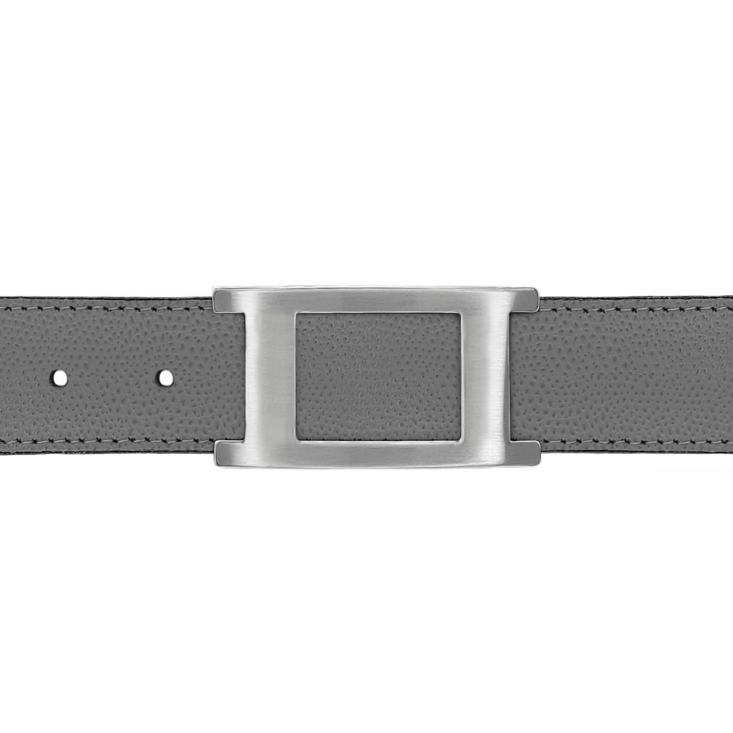 Ceinture 30 mm cuir grainé gris boucle Portofino mate
