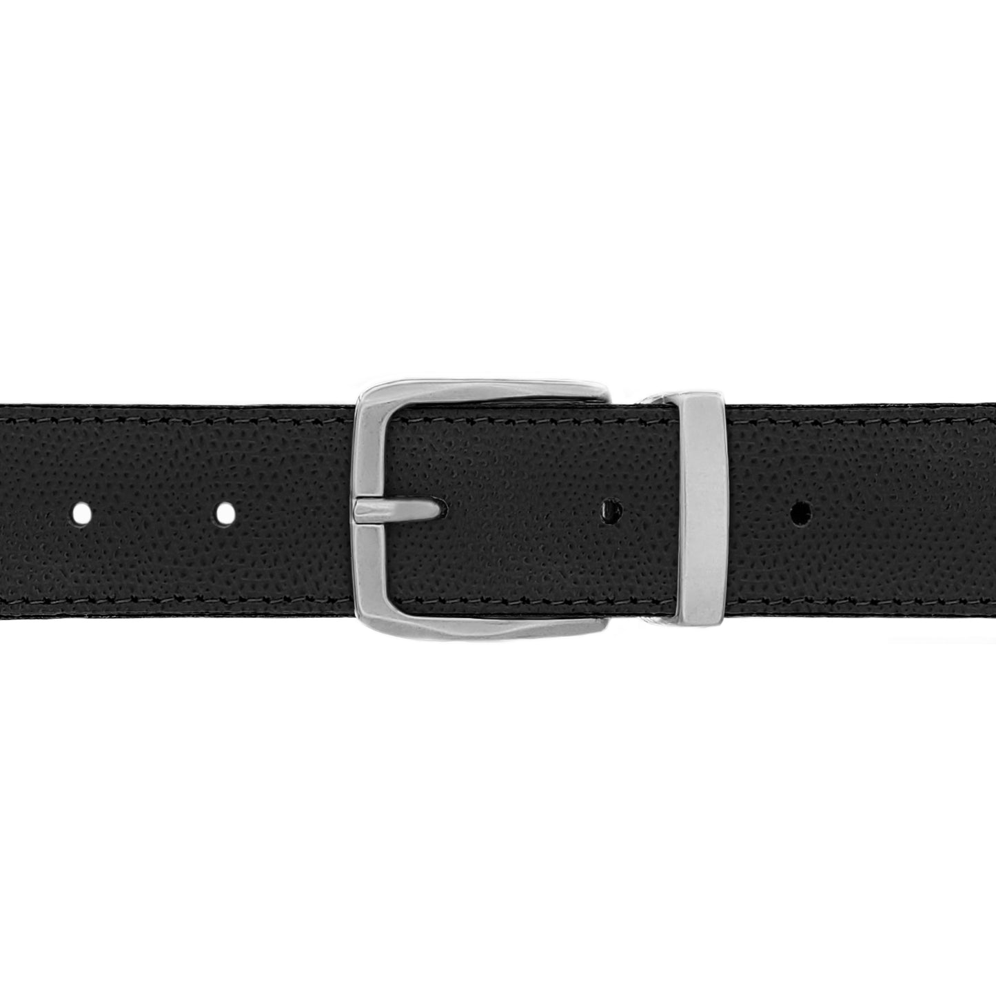 Ceinture 30 mm cuir grainé noir boucle Côme mate