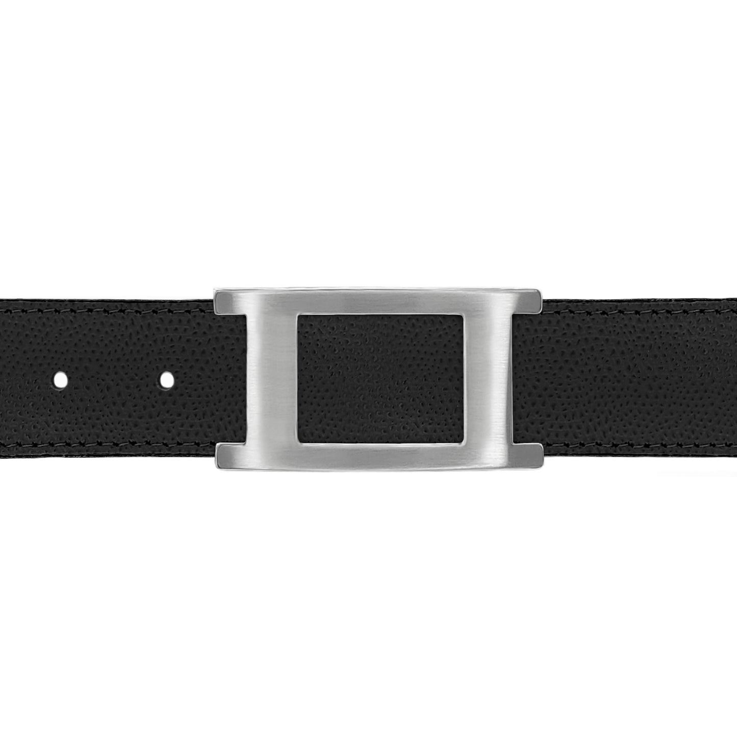 Ceinture 30 mm cuir grainé noir boucle Portofino mate