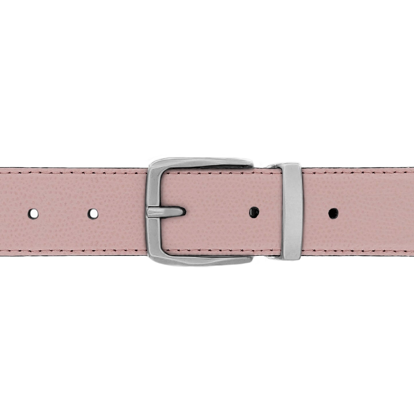 Ceinture 30 mm cuir grainé rose clair boucle Côme mate