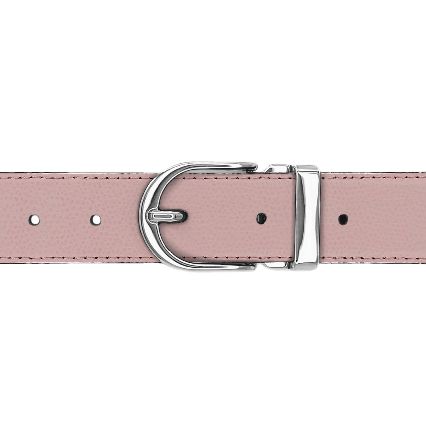 Ceinture 30 mm cuir grainé rose clair boucle Roma argent