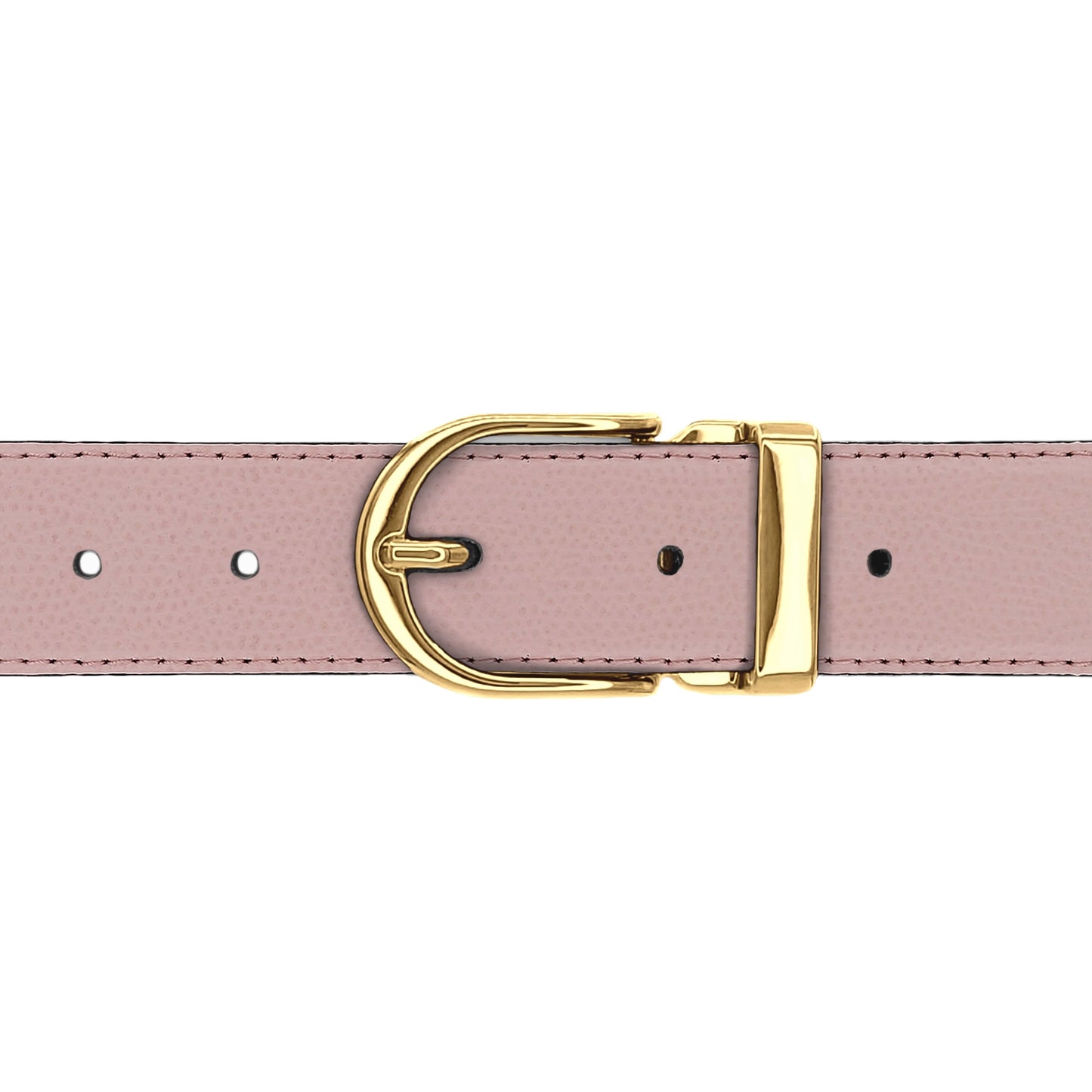 Ceinture 30 mm cuir grainé rose clair boucle Roma or