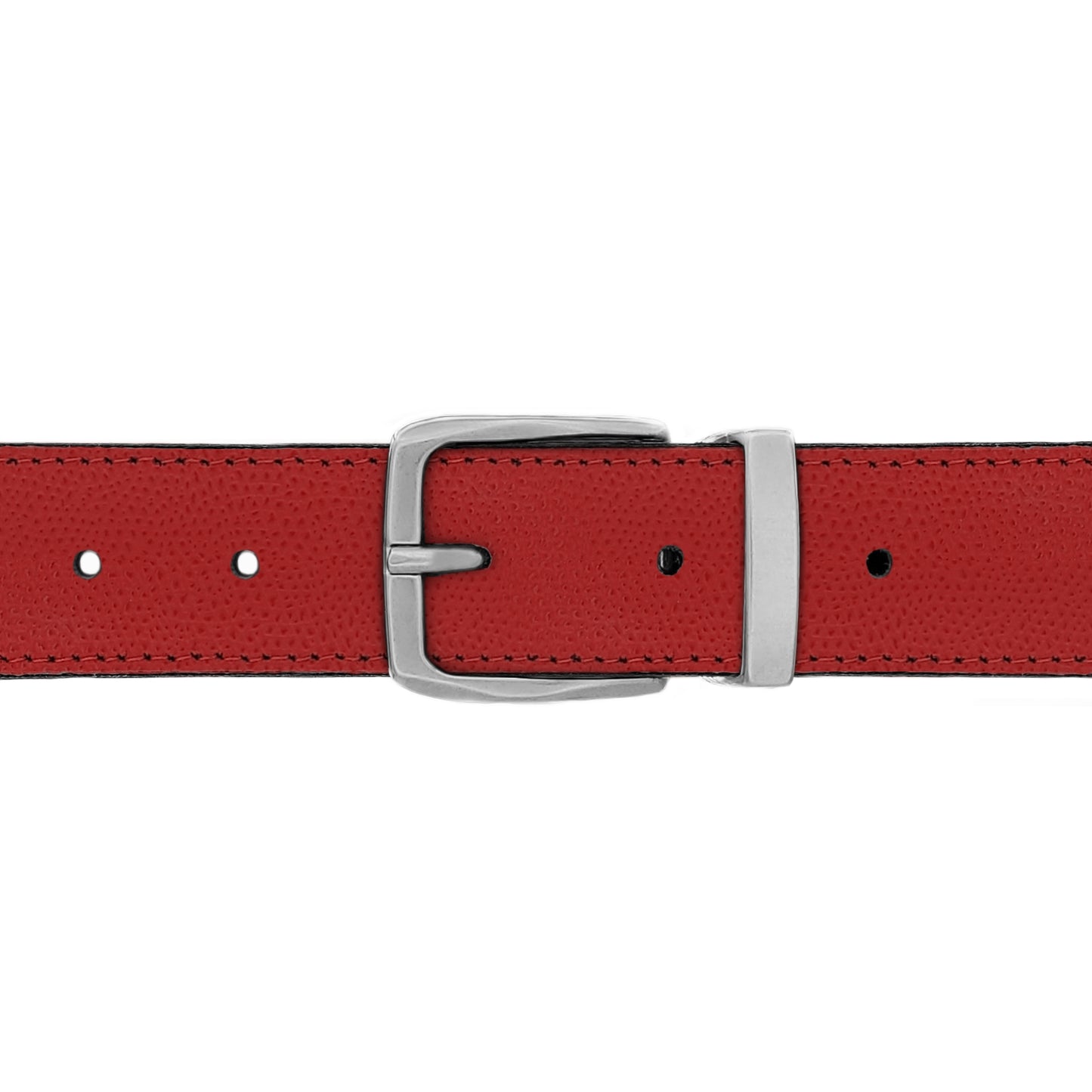 Ceinture 30 mm cuir grainé rouge boucle Côme mate