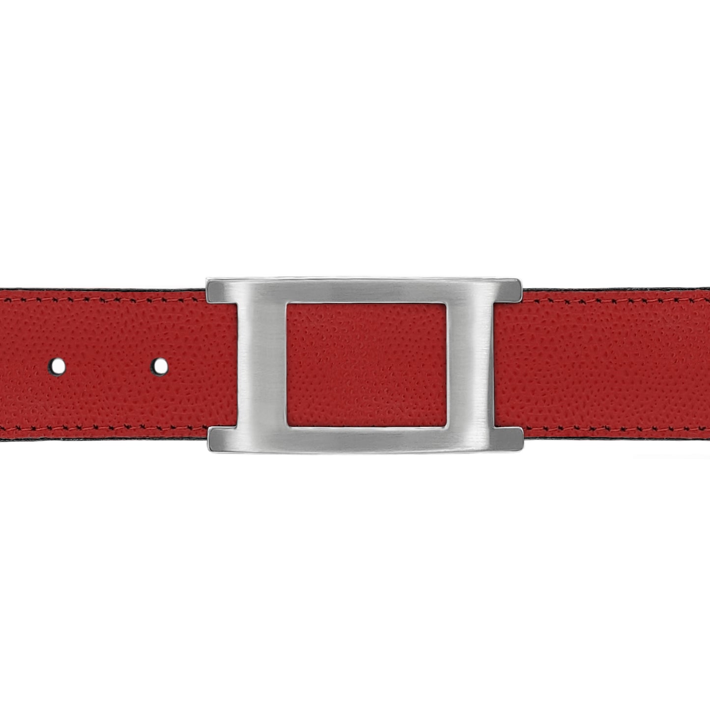 Ceinture 30 mm cuir grainé rouge boucle Portofino mate