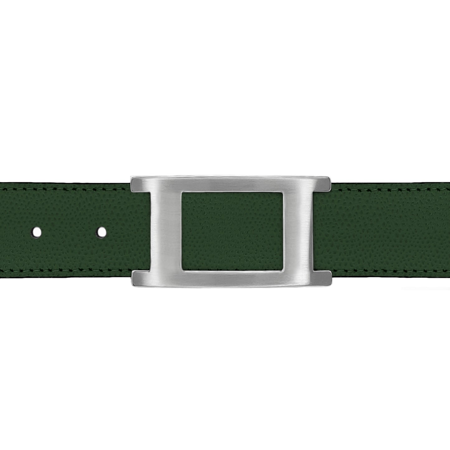 Ceinture 30 mm cuir grainé vert bouteille boucle Portofino mate