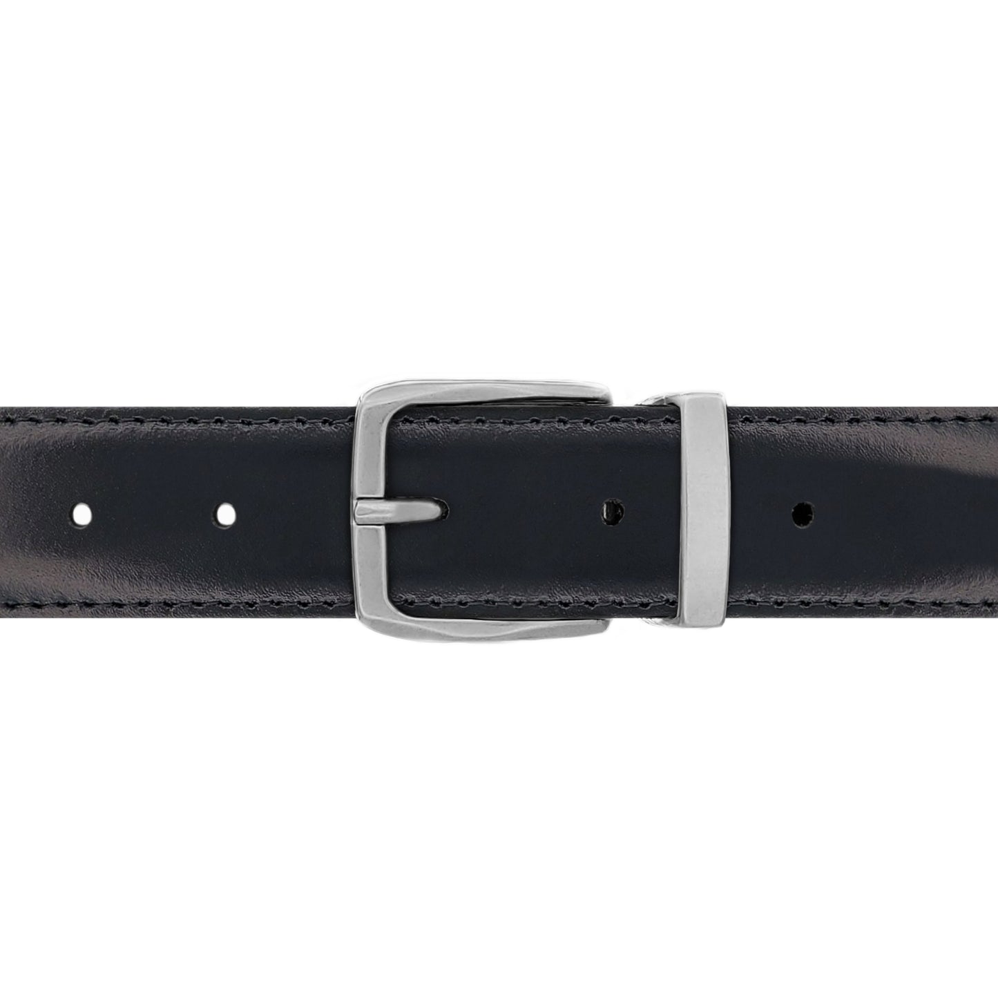 Ceinture 30 mm cuir lisse noir boucle Côme mate