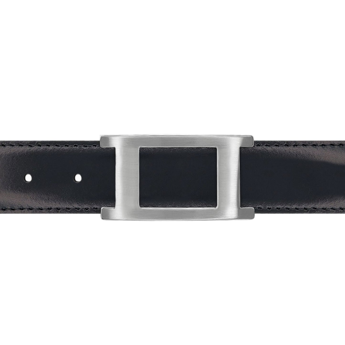 Ceinture 30 mm cuir lisse noir boucle Portofino mate