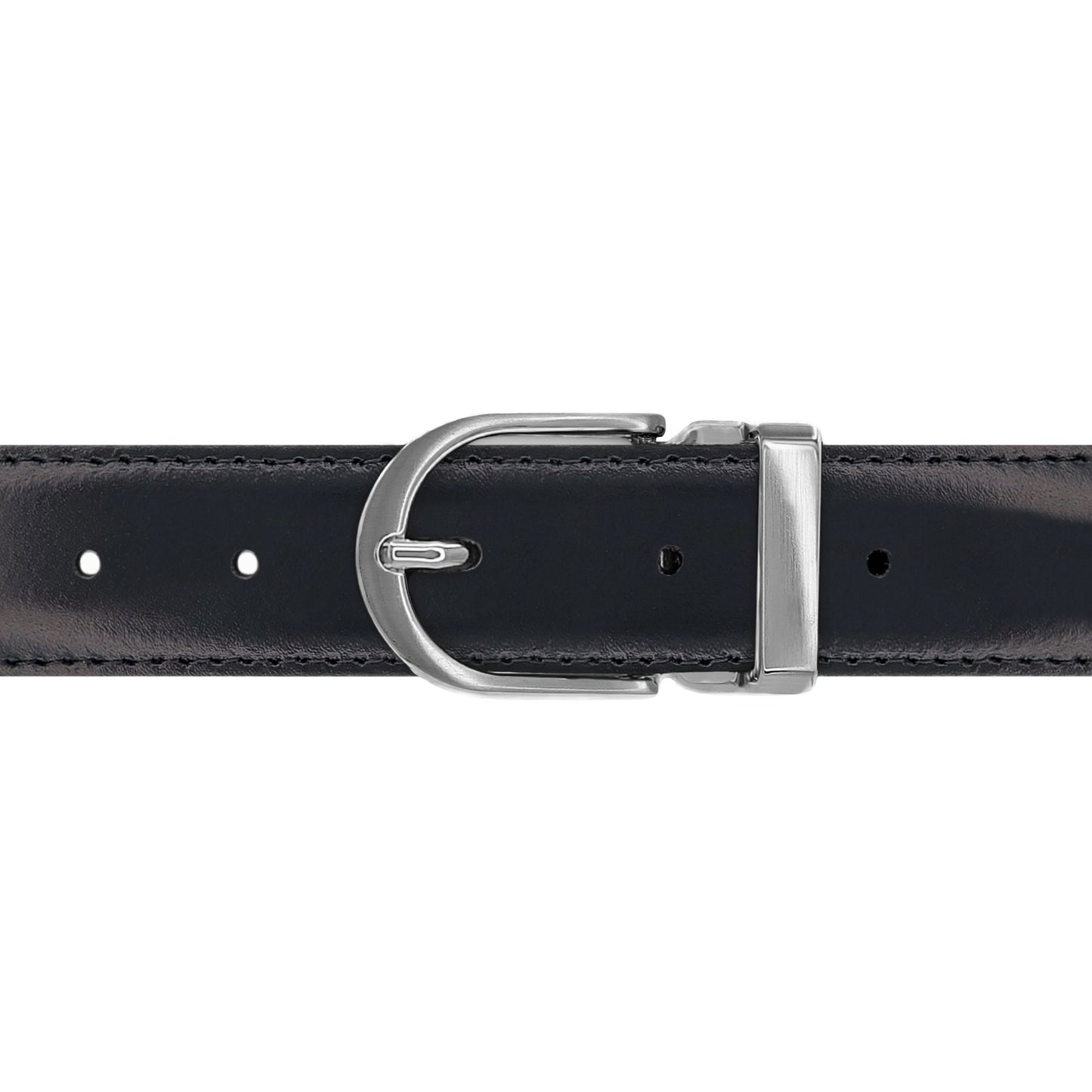 Ceinture 30 mm cuir lisse noir boucle Roma mate