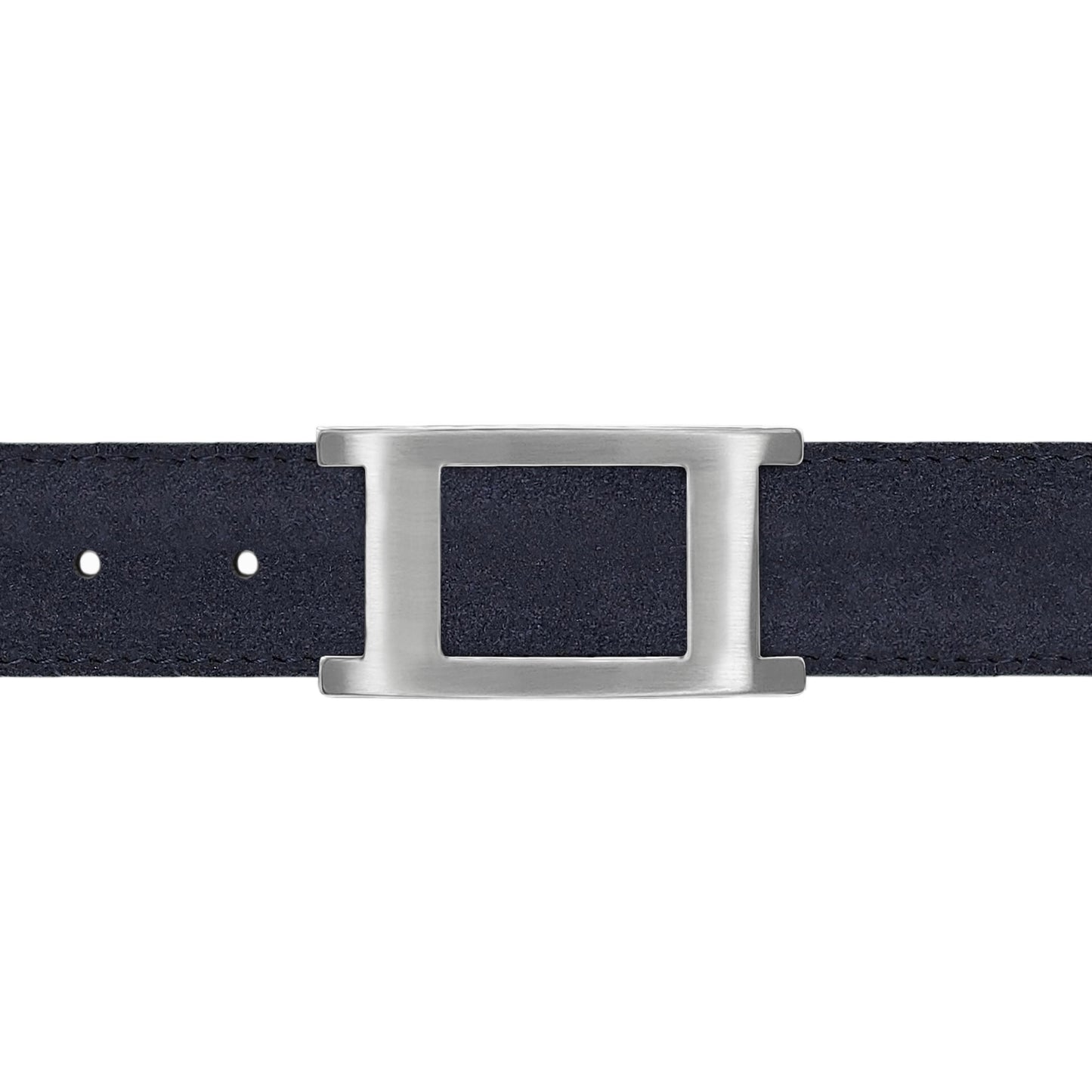 Ceinture 30 mm cuir retourné bleu marine boucle Portofino mate