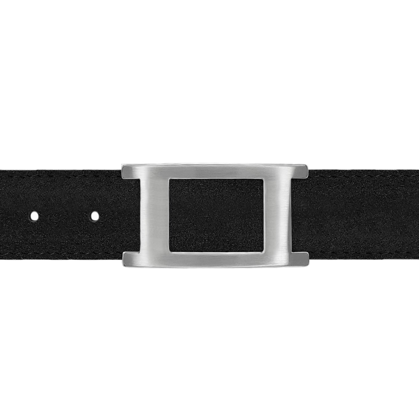 Ceinture 30 mm cuir retourné noir boucle Portofino mate