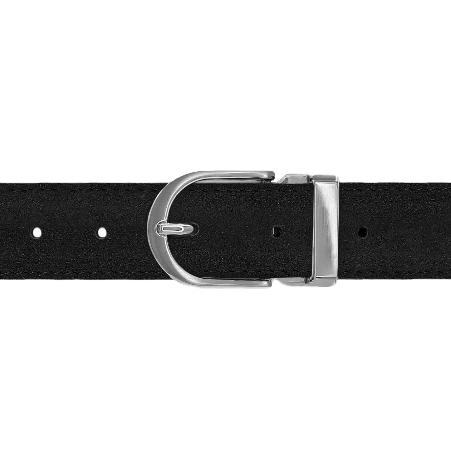 Ceinture 30 mm cuir retourné noir boucle Roma mate