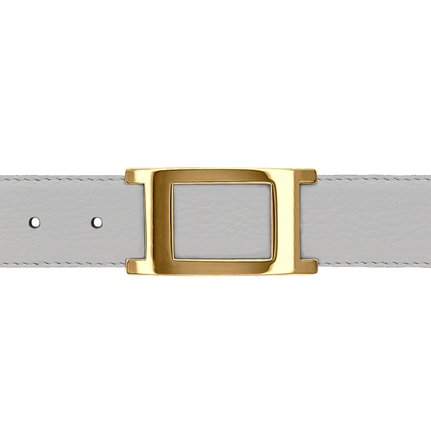 Ceinture 30 mm cuir souple blanc boucle Portofino or