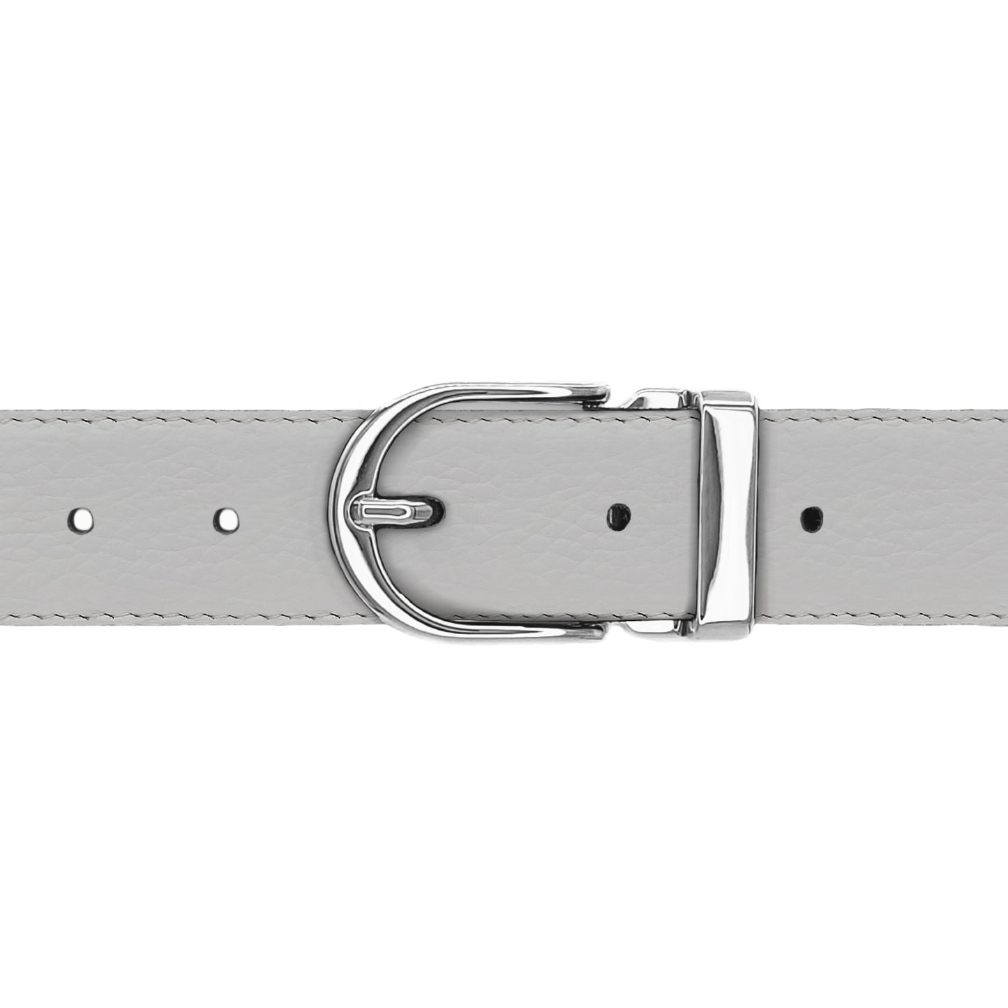 Ceinture 30 mm cuir souple blanc boucle Roma argent